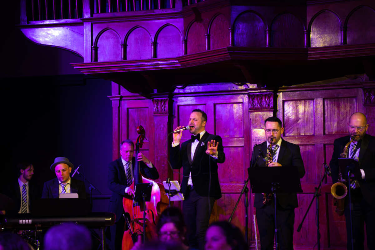 Kennedy Swing Band vocalist close up
